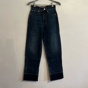 NWT Madewell Size 23 Way High Jean Low Stretch Dark Wash Darker Hem Detail